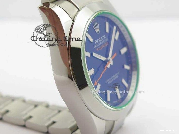 0414 Fashionable Milgauss 116400 GV JF 1:1 Green Sapphire Blue Dial On SS Bracelet A2824 V 3950